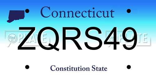 ZQRS49 Connecticut License Plate
