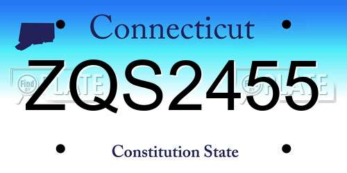 ZQS2455 Connecticut License Plate