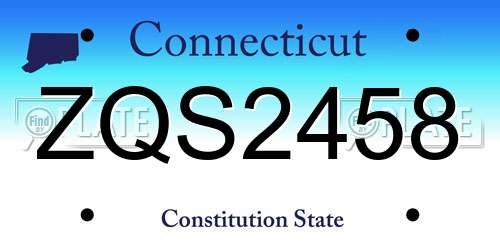 ZQS2458 Connecticut License Plate