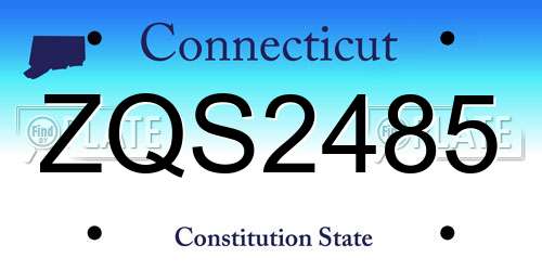 ZQS2485 Connecticut License Plate