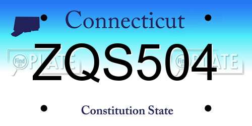 ZQS504 Connecticut License Plate