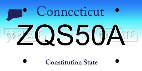 ZQS50A Connecticut License Plate