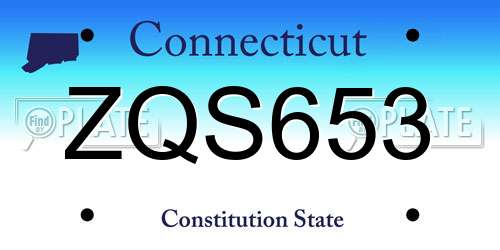 ZQS653 Connecticut License Plate