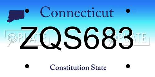 ZQS683 Connecticut License Plate