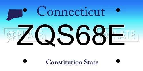 ZQS68E Connecticut License Plate
