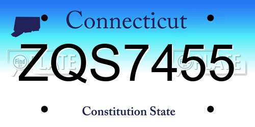 ZQS7455 Connecticut License Plate