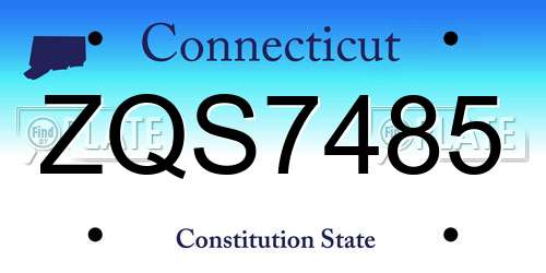 ZQS7485 Connecticut License Plate