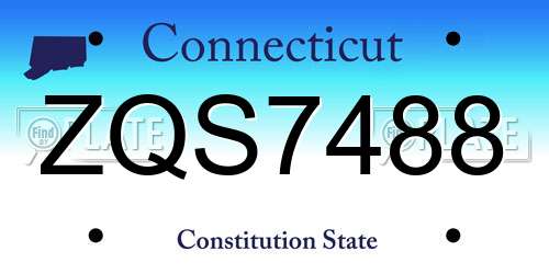 ZQS7488 Connecticut License Plate
