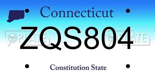 ZQS804 Connecticut License Plate