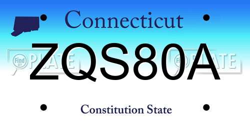 ZQS80A Connecticut License Plate
