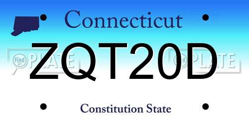 ZQT20D Connecticut License Plate