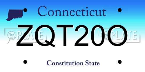 ZQT20O Connecticut License Plate