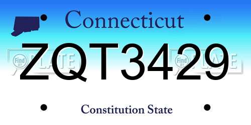 ZQT3429 Connecticut License Plate