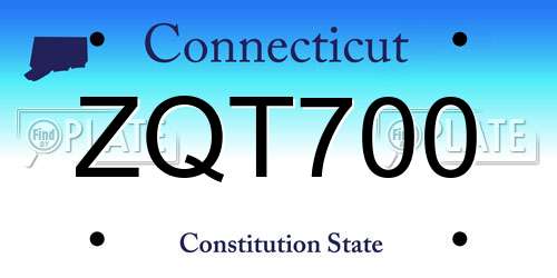 ZQT700 Connecticut License Plate