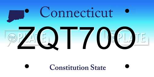 ZQT70O Connecticut License Plate