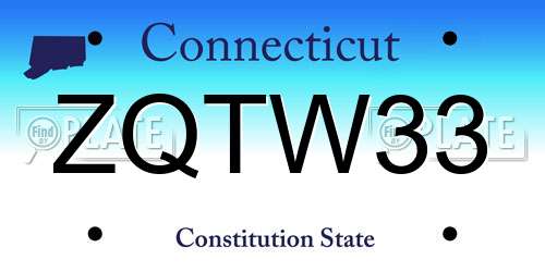 ZQTW33 Connecticut License Plate