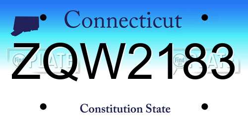 ZQW2183 Connecticut License Plate