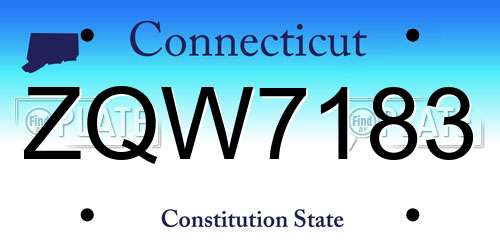ZQW7183 Connecticut License Plate