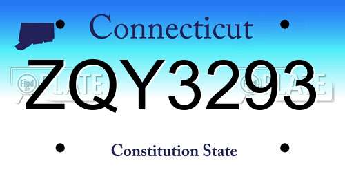 ZQY3293 Connecticut License Plate
