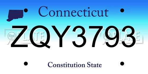 ZQY3793 Connecticut License Plate