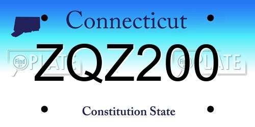 ZQZ200 Connecticut License Plate