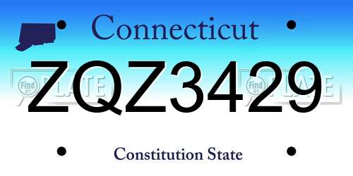 ZQZ3429 Connecticut License Plate