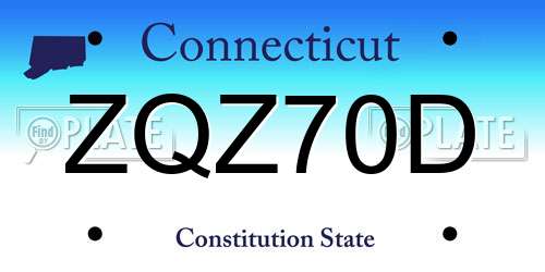 ZQZ70D Connecticut License Plate