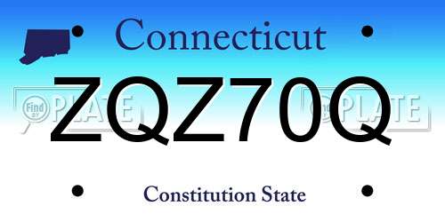 ZQZ70Q Connecticut License Plate
