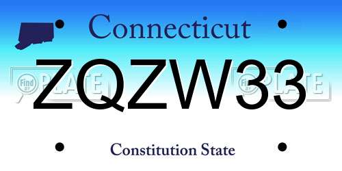 ZQZW33 Connecticut License Plate