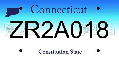 ZR2A018 Connecticut License Plate