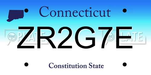 ZR2G7E Connecticut License Plate
