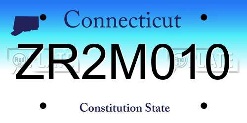 ZR2M010 Connecticut License Plate