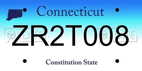 ZR2T008 Connecticut License Plate