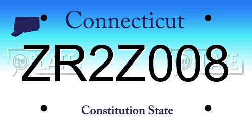 ZR2Z008 Connecticut License Plate