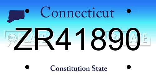 ZR41890 Connecticut License Plate