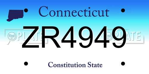 ZR4949 Connecticut License Plate