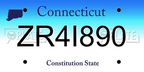 ZR4I890 Connecticut License Plate