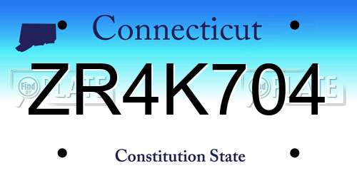 ZR4K704 Connecticut License Plate