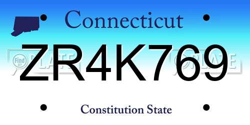 ZR4K769 Connecticut License Plate
