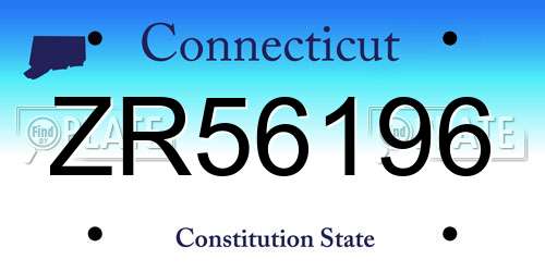 ZR56196 Connecticut License Plate