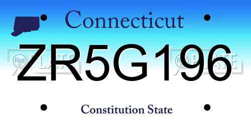 ZR5G196 Connecticut License Plate
