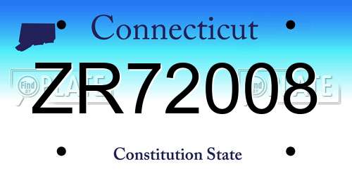 ZR72008 Connecticut License Plate
