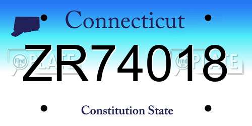 ZR74018 Connecticut License Plate
