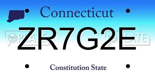 ZR7G2E Connecticut License Plate