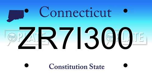 ZR7I300 Connecticut License Plate