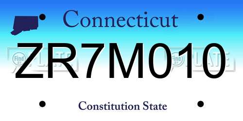 ZR7M010 Connecticut License Plate