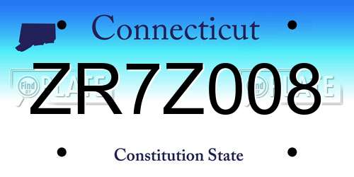 ZR7Z008 Connecticut License Plate