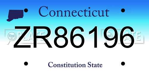 ZR86196 Connecticut License Plate