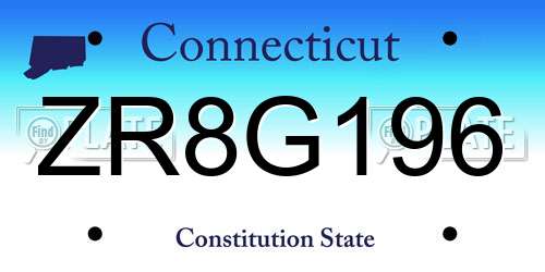 ZR8G196 Connecticut License Plate