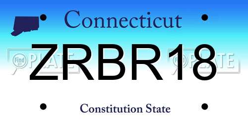 ZRBR18 Connecticut License Plate